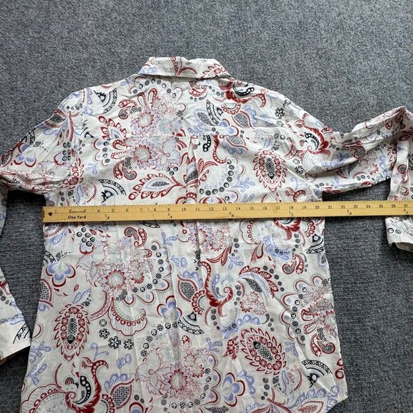 Ann Taylor Factory Top Womens M Paisley Button-Up Shirt Boho Fairy Business - Picture 8 of 13